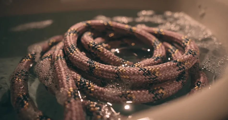 wet rocking climbing rope